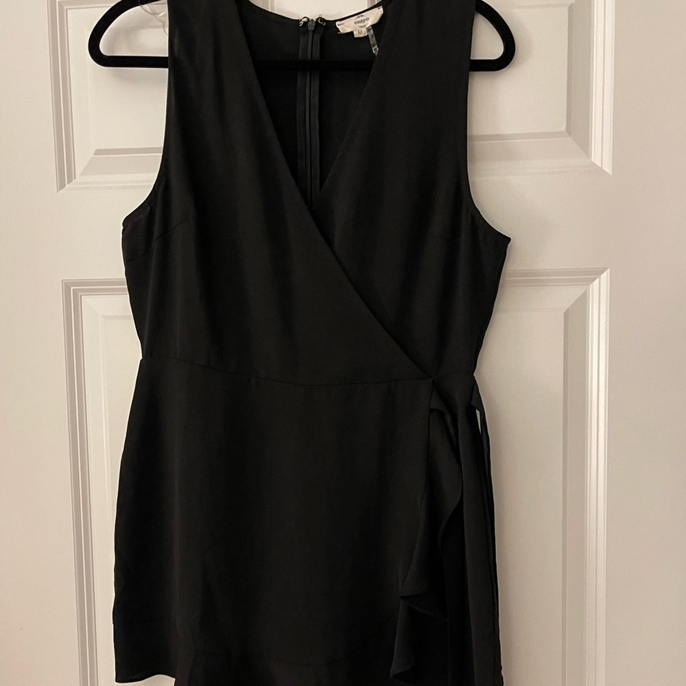 Black V Neck Skort Romper